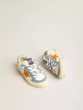 May Teen in nappa con stella in pelle arancione e inserti in pelle scamosciata blu