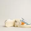 May Teen in nappa con stella in pelle arancione e inserti in pelle scamosciata blu