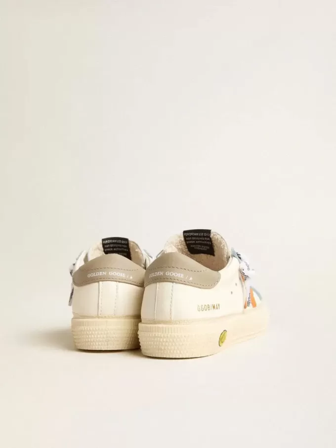 May Teen in nappa con stella in pelle arancione e inserti in pelle scamosciata blu