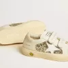 May Teen in pelle bianca e glitter dorati con stella in pelle bianca May Teen in pelle bianca e glitter dorati con stella in pelle bianca