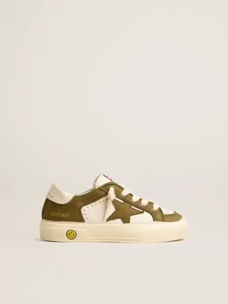 May Young in pelle bianca e verde militare