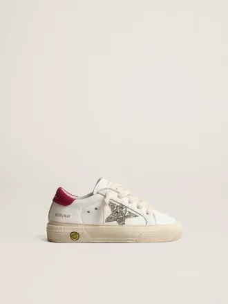 May Young in pelle nappa con stella glitterata platino e linguetta sul tallone magenta