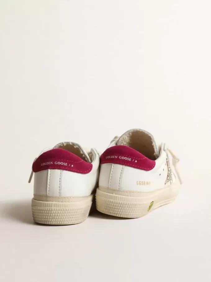 May Young in pelle nappa con stella glitterata platino e linguetta sul tallone magenta