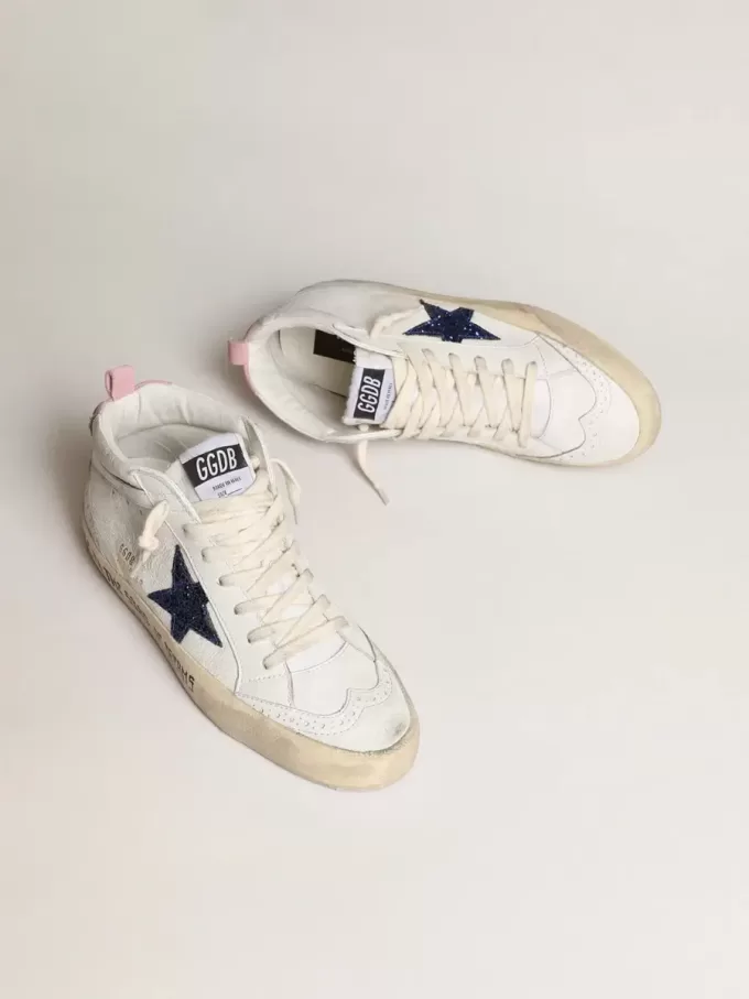Mid Star con stella blu glitterata e tallone in camoscio rosa Mid Star con stella blu glitterata e tallone in camoscio rosa