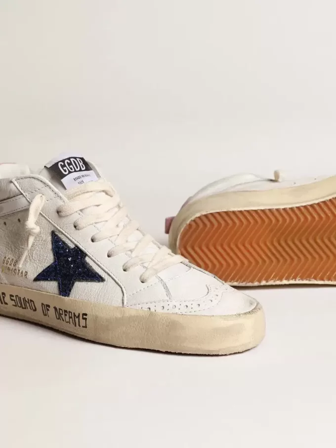 Mid Star con stella blu glitterata e tallone in camoscio rosa Mid Star con stella blu glitterata e tallone in camoscio rosa