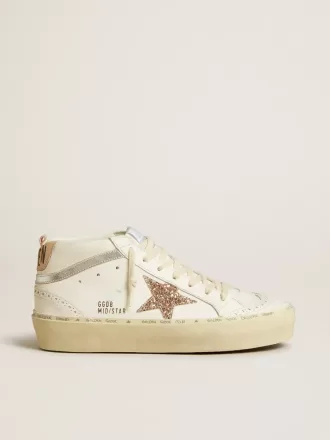 Mid Star con stella glitterata e inserti in pelle metallizzata argento Mid Star con stella glitterata e inserti in pelle metallizzata argento