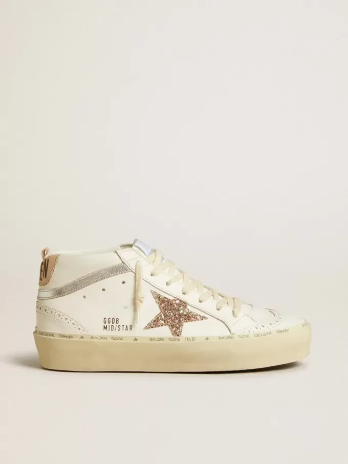 Mid Star con stella glitterata e inserti in pelle metallizzata argento Mid Star con stella glitterata e inserti in pelle metallizzata argento