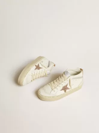 Mid Star con stella glitterata e inserti in pelle metallizzata argento Mid Star con stella glitterata e inserti in pelle metallizzata argento