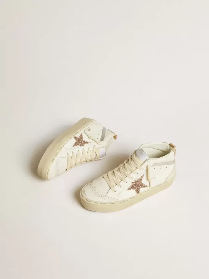 Mid Star con stella glitterata e inserti in pelle metallizzata argento Mid Star con stella glitterata e inserti in pelle metallizzata argento