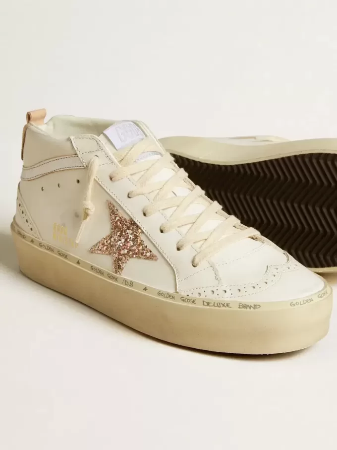 Mid Star con stella glitterata e inserti in pelle metallizzata argento Mid Star con stella glitterata e inserti in pelle metallizzata argento