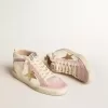 Mid Star con stella in pelle dorata e inserti in pelle scamosciata rosa con perle Mid Star con stella in pelle dorata e inserti in pelle scamosciata rosa con perle