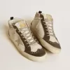 Mid Star con stella in pelle grigia e dettagli in pelle metallizzata argento Mid Star con stella in pelle grigia e dettagli in pelle metallizzata argento