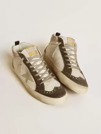 Mid Star con stella in pelle grigia e dettagli in pelle metallizzata argento Mid Star con stella in pelle grigia e dettagli in pelle metallizzata argento