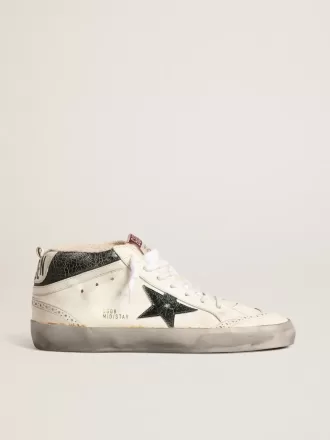 Mid Star con stella in pelle metallizzata verde e flash bianco Mid Star con stella in pelle metallizzata verde e flash bianco