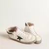 Mid Star con stella in pelle metallizzata verde e flash bianco Mid Star con stella in pelle metallizzata verde e flash bianco