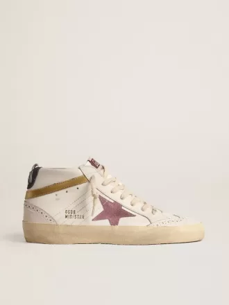 Mid Star con stella in pelle scamosciata rosa e dettagli in pelle metallizzata dorata Mid Star con stella in pelle scamosciata rosa e dettagli in pelle metallizzata dorata
