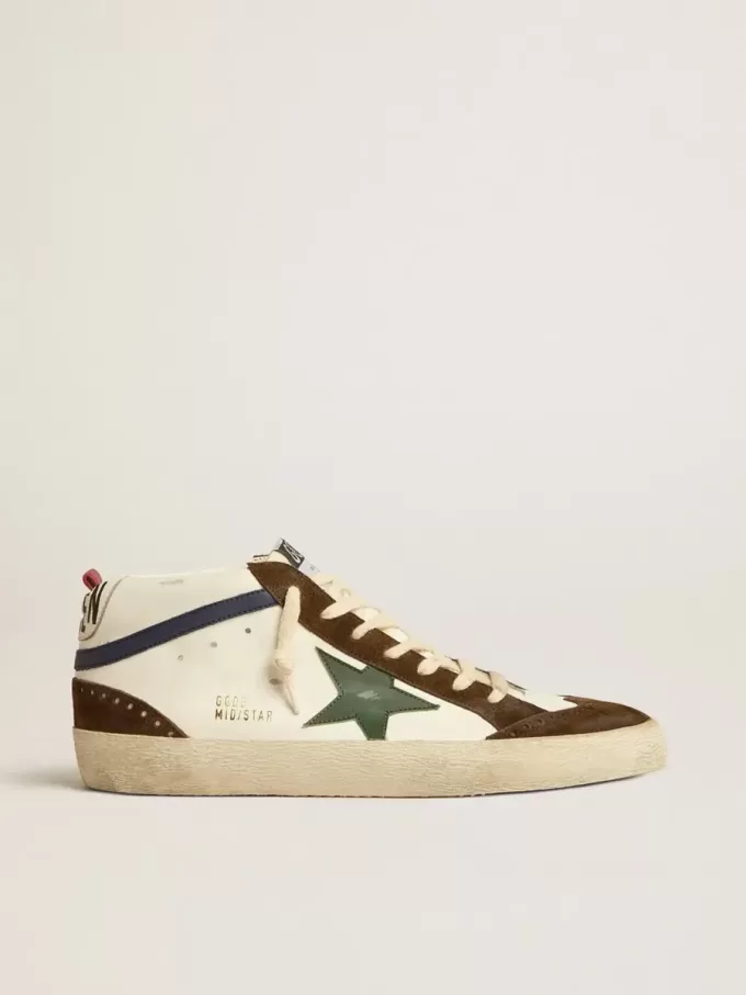 Mid Star con stella in pelle verde e striscia in pelle blu Mid Star con stella in pelle verde e striscia in pelle blu