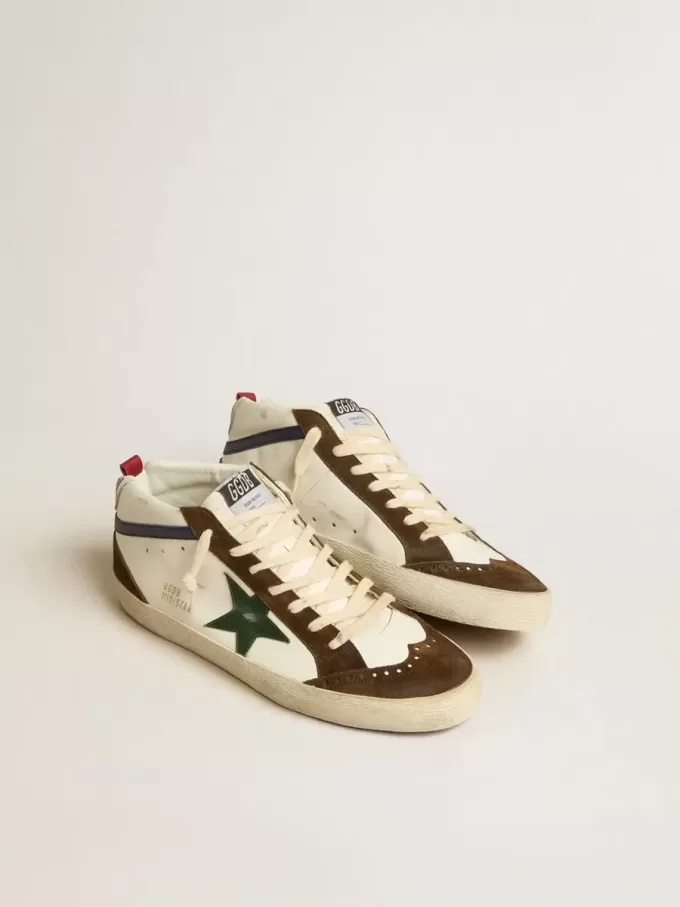 Mid Star con stella in pelle verde e striscia in pelle blu Mid Star con stella in pelle verde e striscia in pelle blu