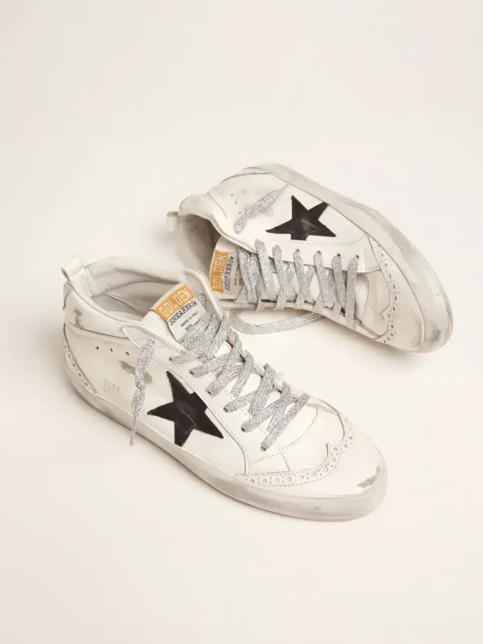 Mid Star da donna con linguetta laminata sul tallone e lacci glitterati