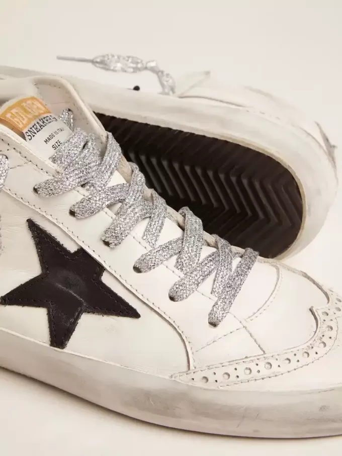 Mid Star da donna con linguetta laminata sul tallone e lacci glitterati
