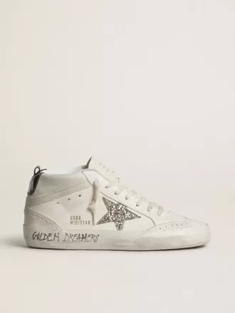 Mid Star da donna con stella glitterata argento e linguetta laminata nera sul tallone Mid Star da donna con stella glitterata argento e linguetta laminata nera sul tallone