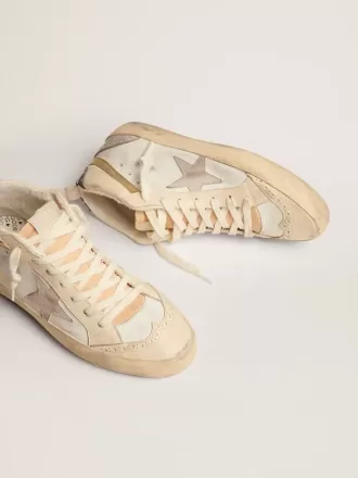 Mid Star da donna con stella in pelle scamosciata grigio chiaro e dettagli dorati