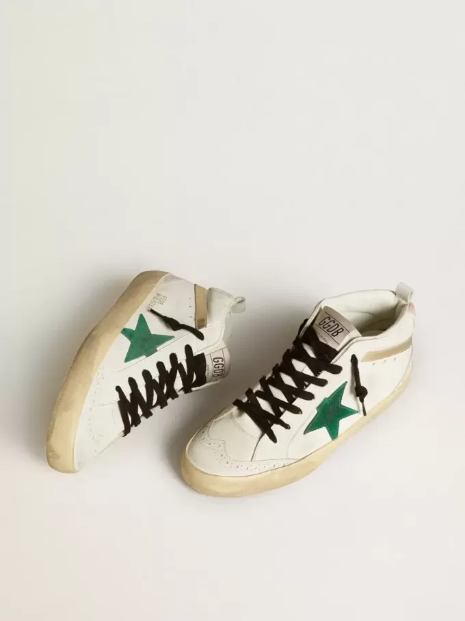 Mid Star da donna con stella in pelle scamosciata verde e linguetta sul tallone in pelle scamosciata rosa Mid Star da donna con stella in pelle scamosciata verde e linguetta sul tallone in pelle scamosciata rosa