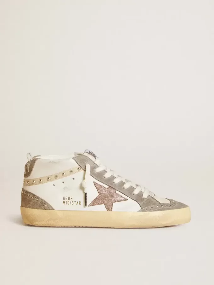 Mid Star da donna in nappa e pelle scamosciata con stella in pelle metallizzata marrone chiaro Mid Star da donna in nappa e pelle scamosciata con stella in pelle metallizzata marrone chiaro