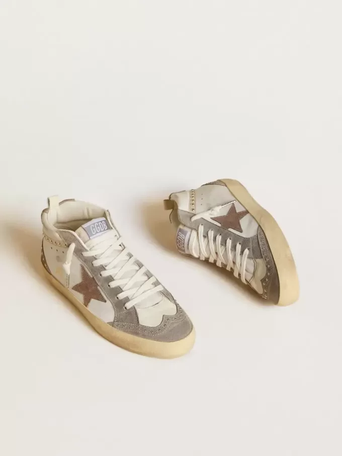 Mid Star da donna in nappa e pelle scamosciata con stella in pelle metallizzata marrone chiaro Mid Star da donna in nappa e pelle scamosciata con stella in pelle metallizzata marrone chiaro