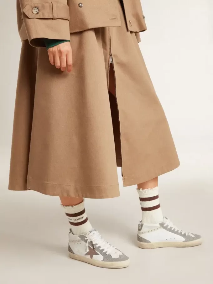 Mid Star da donna in nappa e pelle scamosciata con stella in pelle metallizzata marrone chiaro Mid Star da donna in nappa e pelle scamosciata con stella in pelle metallizzata marrone chiaro