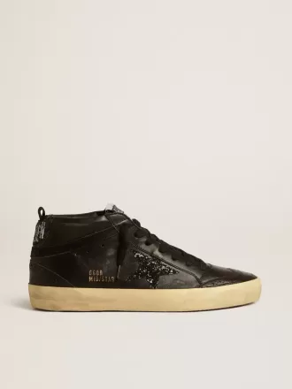 Mid Star da donna in nappa nera con stella glitterata nera e dettagli in pelle scamosciata Mid Star da donna in nappa nera con stella glitterata nera e dettagli in pelle scamosciata
