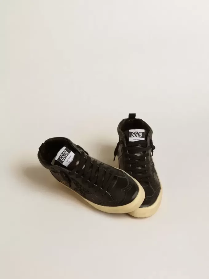 Mid Star da donna in nappa nera con stella glitterata nera e dettagli in pelle scamosciata Mid Star da donna in nappa nera con stella glitterata nera e dettagli in pelle scamosciata