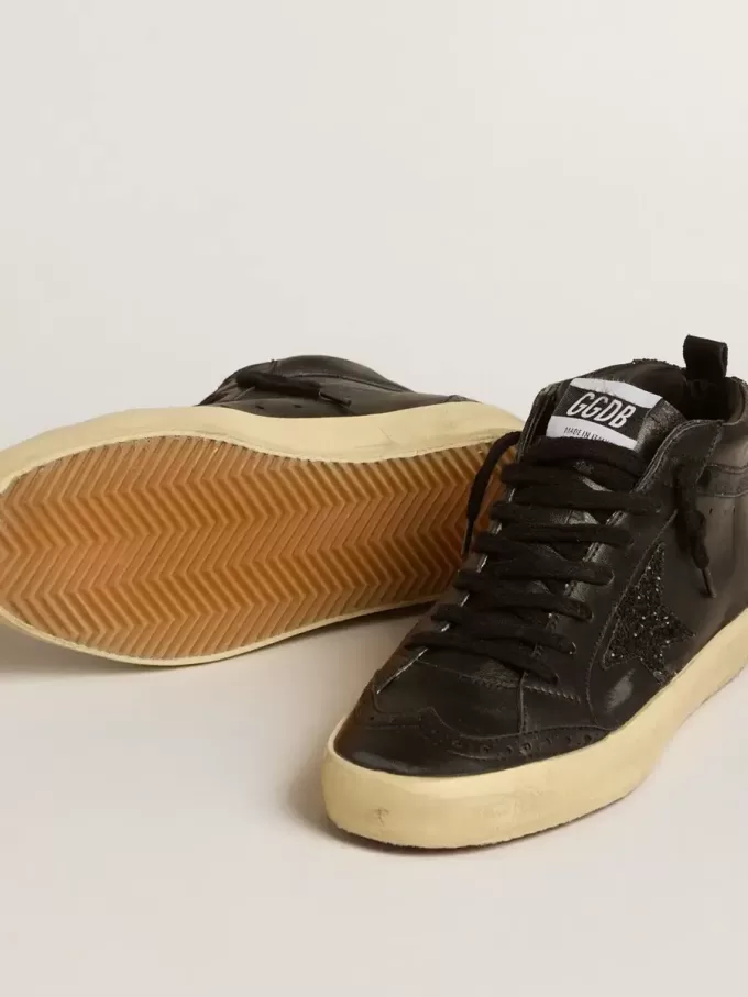 Mid Star da donna in nappa nera con stella glitterata nera e dettagli in pelle scamosciata Mid Star da donna in nappa nera con stella glitterata nera e dettagli in pelle scamosciata