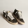 Mid Star da donna in nero glitterato con stella e linguetta sul tallone in pelle scamosciata grigio tortora Mid Star da donna in nero glitterato con stella e linguetta sul tallone in pelle scamosciata grigio tortora