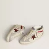Mid Star da donna in pelle con stella glitterata e dettagli in nabuk rosso Mid Star da donna in pelle con stella glitterata e dettagli in nabuk rosso