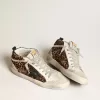 Mid Star da donna in pelle di cavallino con stampa leopardata e stella nera