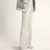 Mid Star da donna in pelle laminata argento con stella grigio tortora