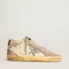 Mid Star da donna in pelle nappa con ricami floreali e stella glitterata argento Mid Star da donna in pelle nappa con ricami floreali e stella glitterata argento