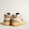 Mid Star da donna in pelle nappa con ricami floreali e stella glitterata argento Mid Star da donna in pelle nappa con ricami floreali e stella glitterata argento