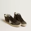 Mid Star da donna in pelle nera con stella in pelle metallizzata argento Mid Star da donna in pelle nera con stella in pelle metallizzata argento