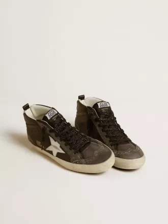 Mid Star da donna in pelle nera con stella in pelle metallizzata argento Mid Star da donna in pelle nera con stella in pelle metallizzata argento