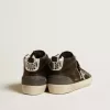 Mid Star da donna in pelle nera con stella in pelle metallizzata argento Mid Star da donna in pelle nera con stella in pelle metallizzata argento
