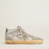 Mid Star da donna in pelle scamosciata bianca e grigio tortora con cristalli Swarovski Mid Star da donna in pelle scamosciata bianca e grigio tortora con cristalli Swarovski
