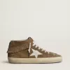 Mid Star da donna in pelle scamosciata color tabacco con frange e borchie