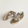 Mid Star da donna in pelle scamosciata color tabacco con frange e borchie
