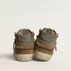 Mid Star da donna in pelle scamosciata color tabacco con frange e borchie