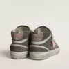 Mid Star da donna in pelle scamosciata grigia con stella in pelle laminata rosa