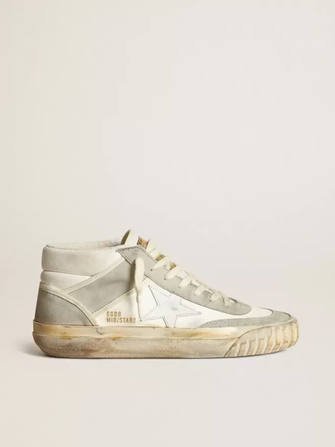 Mid Star da uomo con inserti in pelle scamosciata grigio ghiaccio e stella bianca