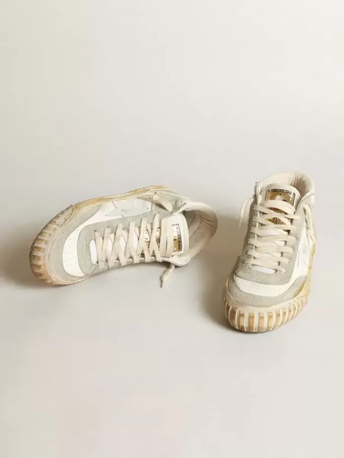 Mid Star da uomo con inserti in pelle scamosciata grigio ghiaccio e stella bianca