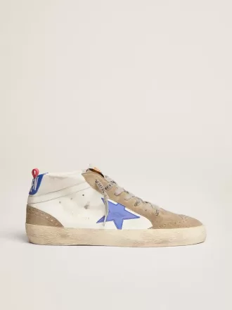 Mid Star da uomo con stella in pelle blu e inserti in pelle scamosciata grigio tortora Mid Star da uomo con stella in pelle blu e inserti in pelle scamosciata grigio tortora